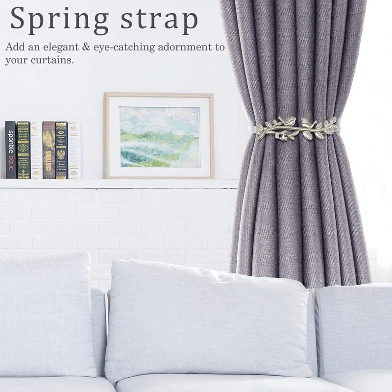 LLPMutu 4Pack Curtain Tiebacks Aluminum Alloy Spring Design Curtain Holdback Leaf Carving Design Curtain Ties for Drapes Curtain Ties Backs Curtain Modern Style Curtain Holdback Decor (Silver Bird) - Image 5